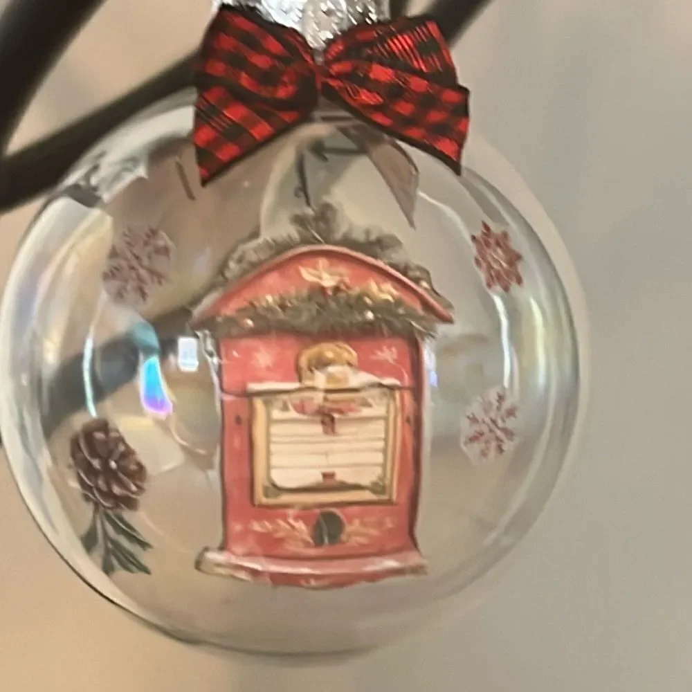 Upcycled Clear Glass Ornaments 3 Different Christmas Balls stocking, sleigh, hut